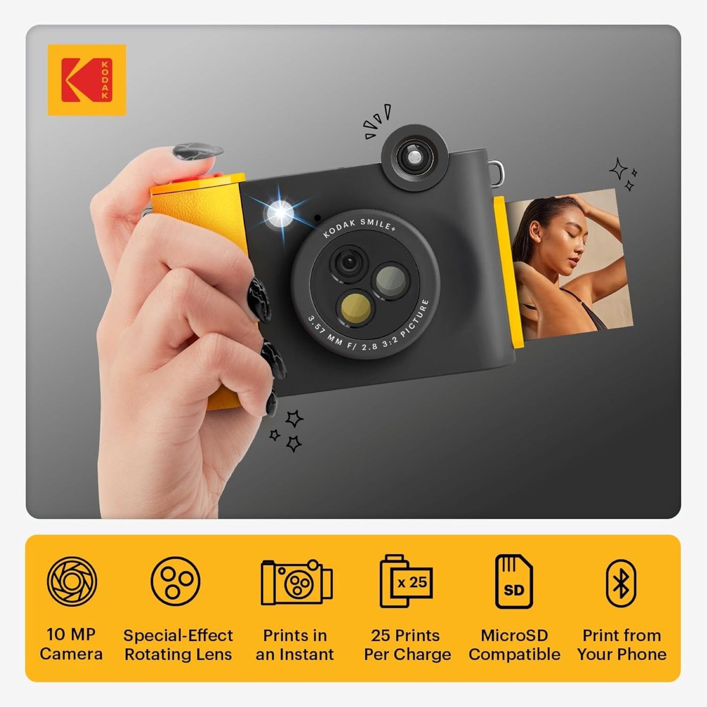 Kodak Smile+ Digital Instant Camera and Wireless Photo Printer 2-in-1 10MP with Effect-changing Lens