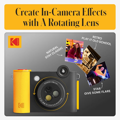 Kodak Smile+ Digital Instant Camera and Wireless Photo Printer 2-in-1 10MP with Effect-changing Lens