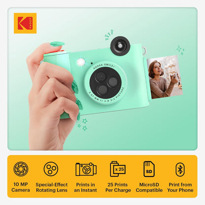 Kodak Smile+ Digital Instant Camera and Wireless Photo Printer 2-in-1 10MP with Effect-changing Lens
