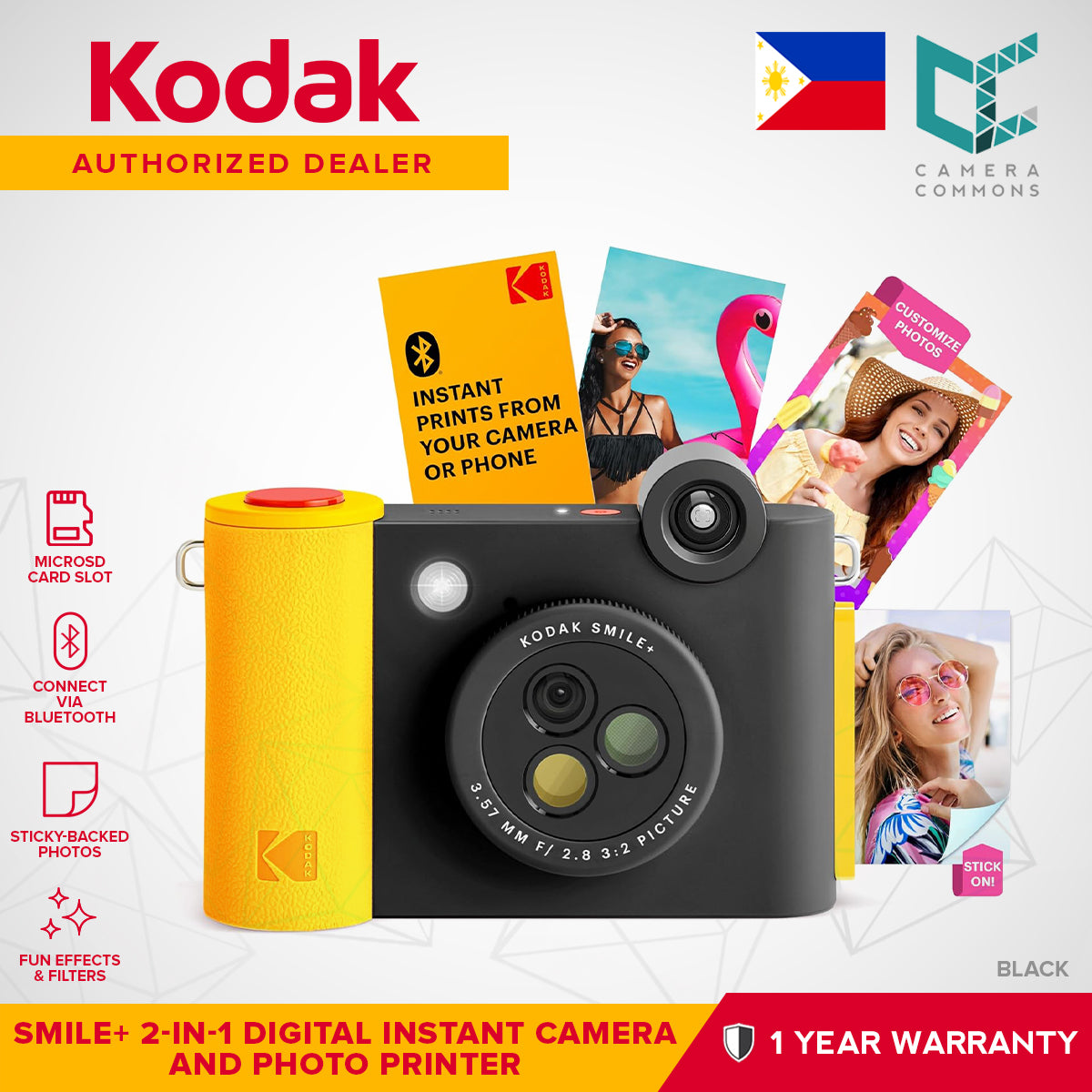 Kodak Smile+ Digital Instant Camera and Wireless Photo Printer 2-in-1 10MP with Effect-changing Lens