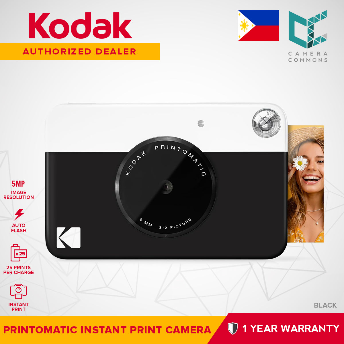 Kodak PRINTOMATIC Digital and Instant Camera Full-Color Print 5MP 2x3"