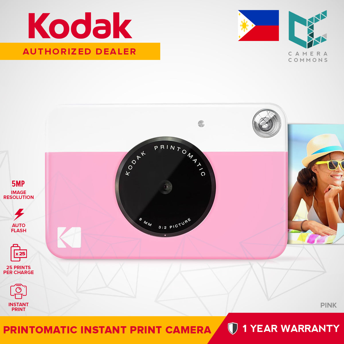 Kodak PRINTOMATIC Digital and Instant Camera Full-Color Print 5MP 2x3"
