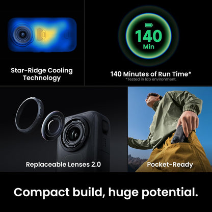 Insta360 X6 360° 8K Action Camera 65' Waterproof FlowState Stabilization Wide-Angle Video 120MP