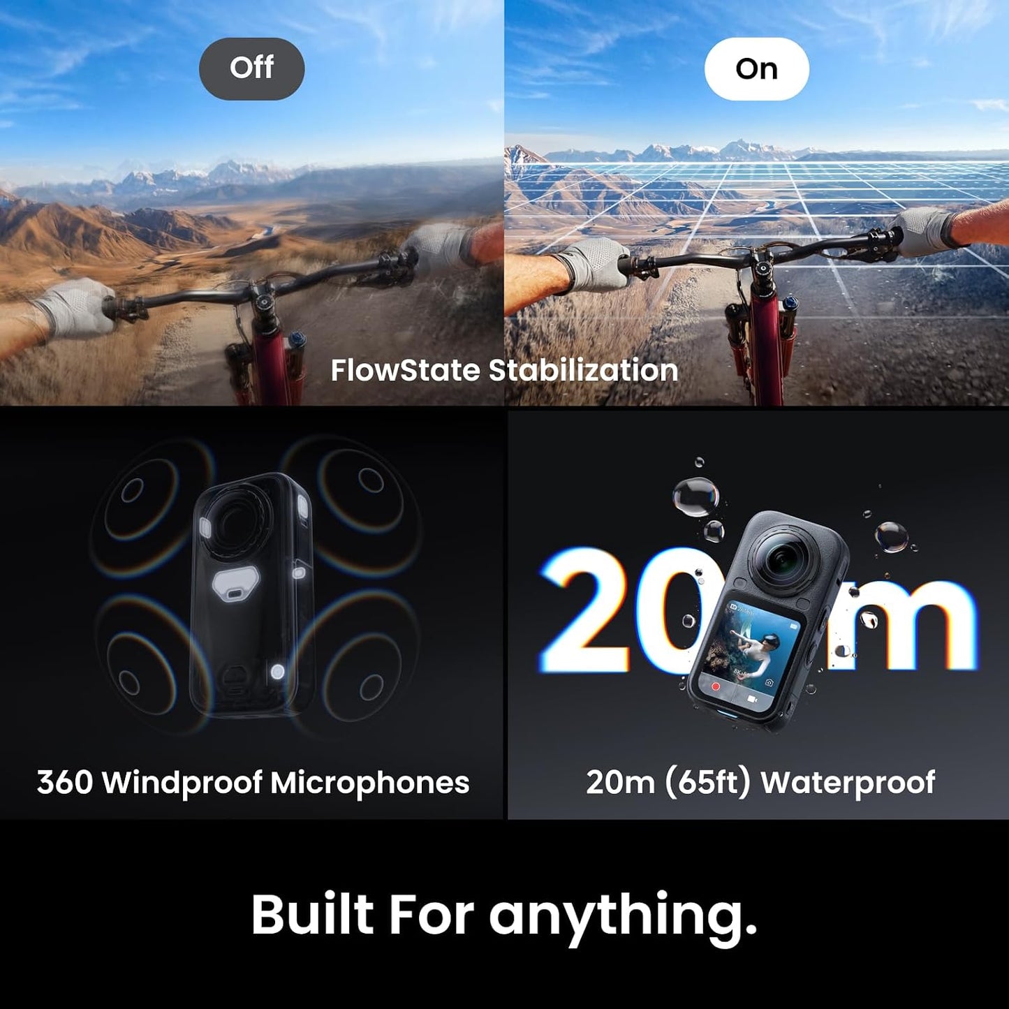 Insta360 X6 360° 8K Action Camera 65' Waterproof FlowState Stabilization Wide-Angle Video 120MP