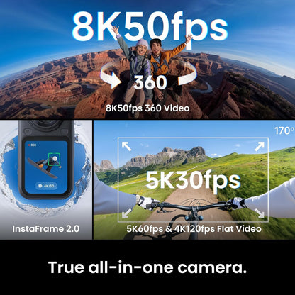 Insta360 X6 360° 8K Action Camera 65' Waterproof FlowState Stabilization Wide-Angle Video 120MP