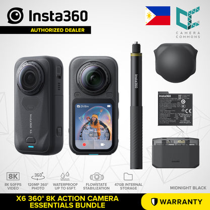 Insta360 X6 360° 8K Action Camera 65' Waterproof FlowState Stabilization Wide-Angle Video 120MP