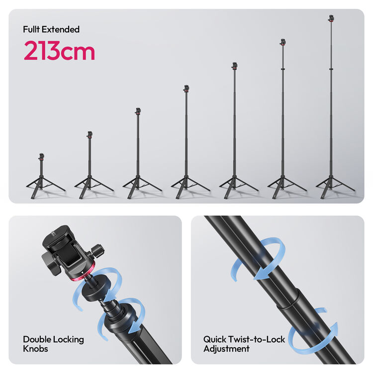 Ulanzi MT-80 Auto-Open Tripod (213cm) Photography Videography Camera Accessories