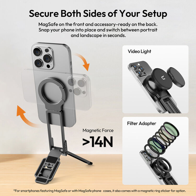 Ulanzi MA38 MagLock Mobile Phone Photography Stand MagSafe Mount 180° Rotatable Aluminum Alloy