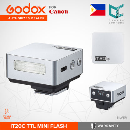 Godox iT20 TTL Mini Flash Built-In USB-C Lightweight Design Compact Shoe-Mounted On-Camera