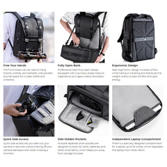 K&F Concept Dweller Black Professional DSLR Camera Bag Backpack 15.6" with Rain Cover KF13.087AV