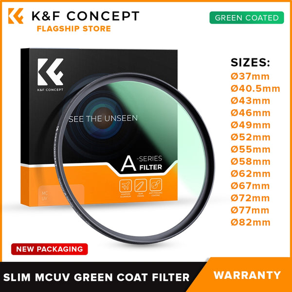 K&F Concept PH Official Multicoated Slim UV Glass Filter | MCUV Green Coat 37mm - 82mm