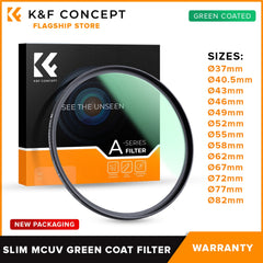 K&F Concept PH Official Multicoated Slim UV Glass Filter | MCUV Green Coat 37mm - 82mm