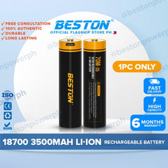 Beston 1pc 3.7V 18650 18700 USB Rechargeable Lithium-Ion Battery 3500mAh 13000mWh