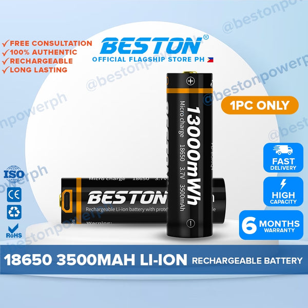 Beston 1pc 3.7V 18650 18700 USB Rechargeable Lithium-Ion Battery 3500mAh 13000mWh