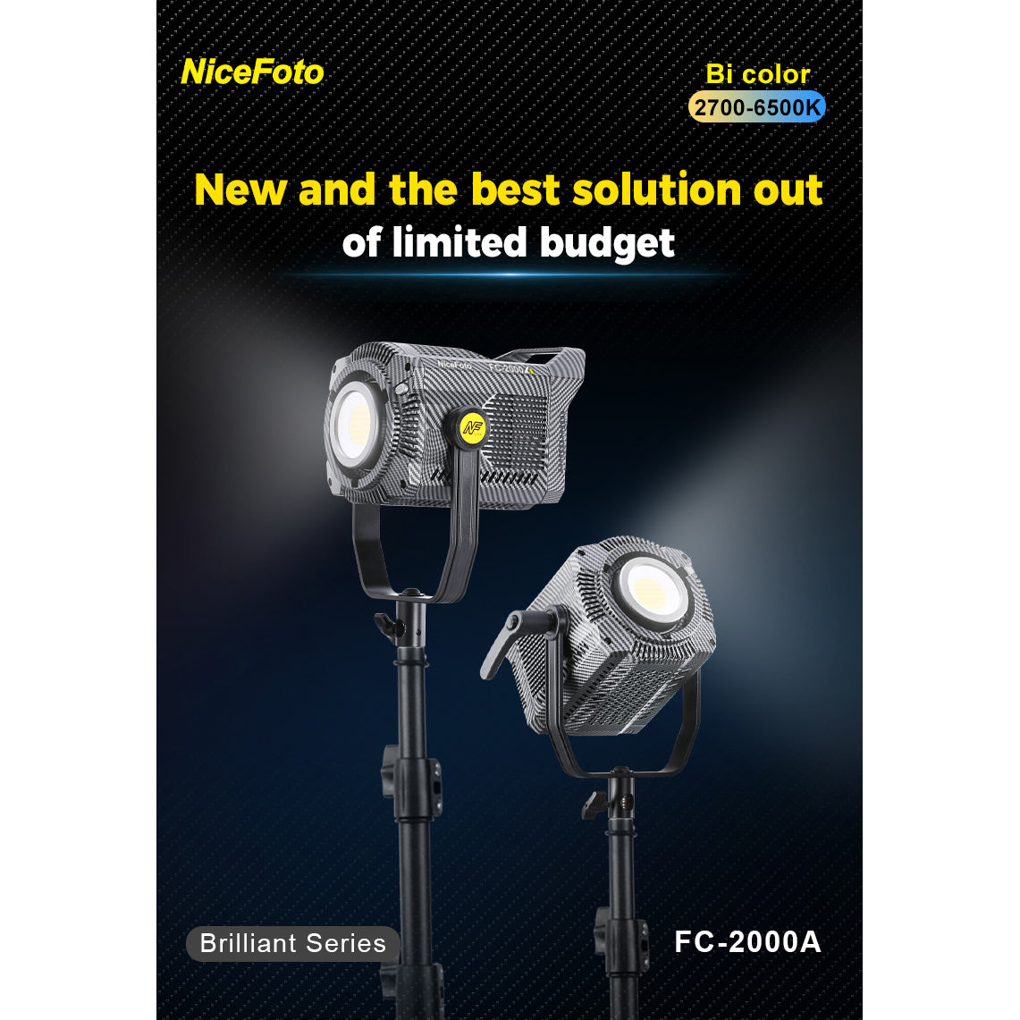 NICEFOTO COB LED Video Light Bi-Color 200w / 300w / 600w 2700-6500K Studio Lighting