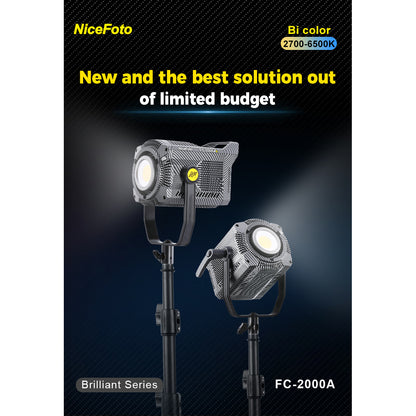 NICEFOTO COB LED Video Light Bi-Color 200w / 300w / 600w 2700-6500K Studio Lighting