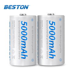 Beston Pack of 2 5000mAh D Size 1.2V Rechargeable NI-MH Battery