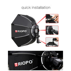 TRIOPO 90cm Foldable Softbox Octagon Soft box w/Handle for Godox Yongnuo On-Camera Speedlite Flash Light photography studio