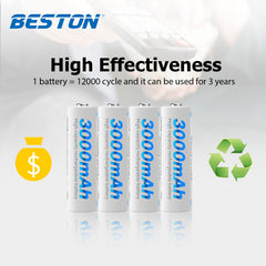 Beston Rechargeable Battery NiMH AA 1.2V 3000mAh High Capacity