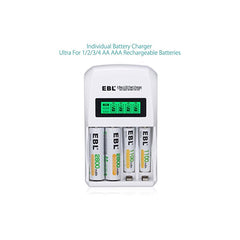 EBL 4 Bay LCD Smart Battery Charger for AA AAA Ni-MH Ni-CD Rechargeable Batteries NiMH NiCD