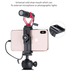 Ulanzi ST-02L Aluminum Phone Tripod Holder Adapter with Microphone Cold Shoe Mount for iPhone X XS MAX Android Mobile Vlog Setup ST-02 L ST-2L