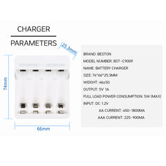 Beston C9009 4-Bay Battery Charger for AA / AAA Rechargeable Battery