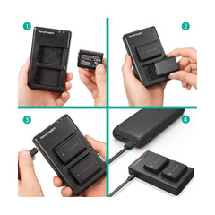 NP-FW50 FW50 RAVPower Camera Batteries Charger Set for Sony A6000 Battery, A6500, A6300, A6400, A7, A7II, A7RII, A7SII, A7S, A7S2, A7R, A7R2, A55, A5100, RX10 Accessories (2-Pack, Micro USB Port, 1100mAh) NPFW50 NP FW50