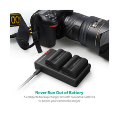 EN-EL15 EN EL15 RAVPower Battery Charger Set Compatible with Nikon d750, d7200, d7500, d850, d610, d500, MH-25a, d7200, z6, d810 Batteries (2-Pack, Micro USB Port, 2040mAh)