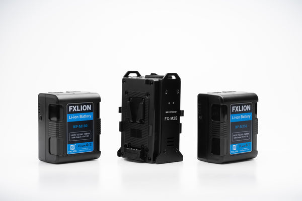 Fxlion 148Wh Square V-mount Battery 2 Battery Kit w/ Mini Dual V-mount Charger