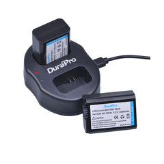DuraPro NP-FW50 FW50 NPFW50 Dual Channel Battery Charger USB Charger for SONY NEX-3 NEX-5 NEX-6