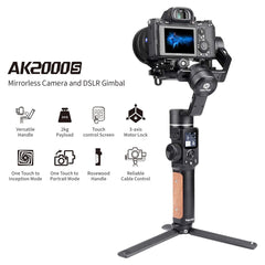 Feiyu AK2000 S Ak2000S 3 Axis Handheld Gimbal Stabilizer for Sony a9 a7 ii a6500 Series Canon 5D Panasonic GH5 GH4 Nikon D850 Mirrorless and DSLR Digital Camera, Smart Touch Panel Feiyutech