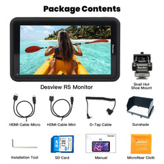 Desview R5 5.5 inch Touchscreen On-Camera Field Monitor 1920x1080 IPS with HDR/3D-Luts/Dual-use Battery System on-Camera-Touchscreen-Field-Monitor