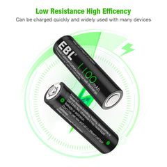 EBL 4 Pack 1.2V AA Size 1100mAh Rechargeable battery - Ni-CD NiCD Batteries