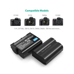 EN-EL14 EN EL14A RAVPower Battery Charger and 2-Pack Rechargeable Li-ion Batteries Compatible with Nikon D5600 D3300 D3500 D5100 D5500 D3100 D3200 D5200 D5300 Coolpix P7000 P7100 P7200 P7700 P7800