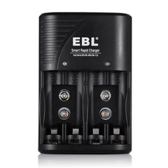 EBL 4 Bay Smart Rapid Battery Charger for AA , AAA , 9V , Ni-MH , Ni-CD Rechargeable Batteries NiMH NiCD