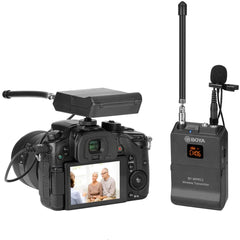 BOYA BY-WFM12 12-Channels VHF Transmitter and Receiver System Professional Wireless Lavalier Mic for DSLR,Camera,Canon,Sony,Nikon,iOS,iPhone X 8 7 6 Smartphone,Panasonic,DV Camcorders,Audio Recorder