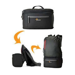 Lowepro Passport Duo Backpack Camera Bag (Black) // Lightweight Travel Pack for Mirrorless / DSLR / expandable