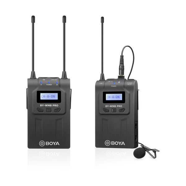 BOYA BY-WM8 UHF Dual-Channel Wireless Lavalier Microphone System with 48 Channels 6 Hours Continuous Running Time for Interviews - Camera Commons PH