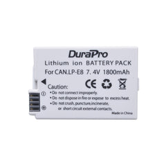 DuraPro LP-E8 Battery LP E8 LPE8 Batteries For Canon EOS 550D 600D 650D 700D kiss X4 X5 X6i X7i Rebel T2i T3i T4i T5i
