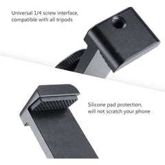 Ulanzi ST-02L Aluminum Phone Tripod Holder Adapter with Microphone Cold Shoe Mount for iPhone X XS MAX Android Mobile Vlog Setup ST-02 L ST-2L
