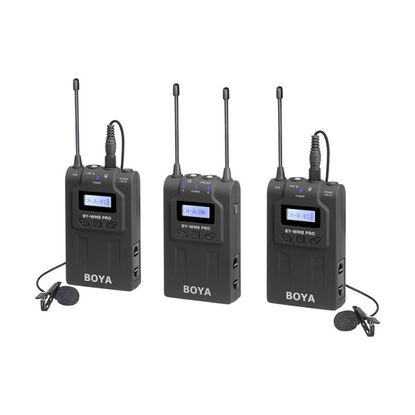 BOYA BY-WM8 Pro K2 UHF Dual-Channel Wireless Lavalier System (576.4 to 599.9 MHz, 568.6 to 592 MHz) WM8