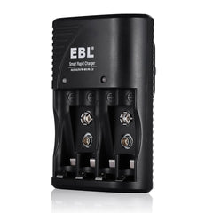 EBL 4 Bay Smart Rapid Battery Charger for AA , AAA , 9V , Ni-MH , Ni-CD Rechargeable Batteries NiMH NiCD