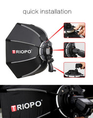 TRIOPO 65cm Foldable Softbox Octagon Soft box w/Handle for Godox Yongnuo On-Camera Speedlite Flash Light photography studio