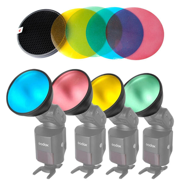 Godox Ad-s11 Color Gel Pack + Reflector Grid Kit for Witstro Flash-ad180 Ad360