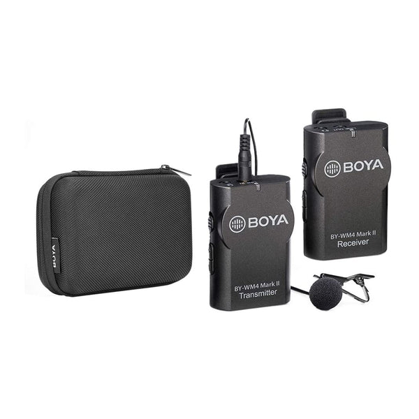 BOYA BY-WM4 Mark II Wireless Microphone System(Transmitter + Receiver) with Hard Case Compatible with DSLR Camera Camcorder Smartphone PC Tablet Sound Audio Recording Interview
