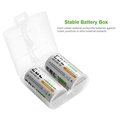 EBL 2 Pack 1.2V D Size D Cell 10000mAh Rechargeable battery - Ni-MH NiMH