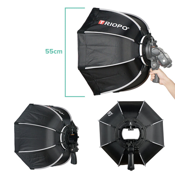 TRIOPO 55cm Octagon Umbrella Softbox with handle For Godox On-Camare Flash speedlite photography studio accessories soft Box
