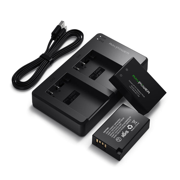 LP-E17 RAVPower LP E17 Camera Battery Charger with 2-Pack Batteries for Canon EOS 77D, Rebel T6i, Rebel T7i, 750D,760D, 800D, 200D, 8000D, M3, M5, M6, Rebel T6s, Kiss X8i, Rebel SL2 (7.2V, 1000mAh) LPE17