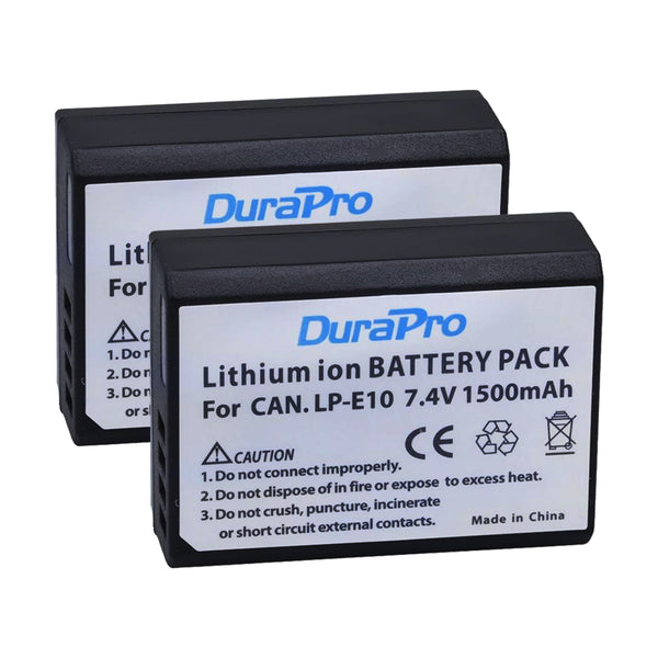 2 Pcs DuraPro LP-E10 LP E10 Rechargeable Camera Battery For Canon EOS 1100D 1200D Kiss X50 X70 Rebel for T3 T5 EOS1100D EOS1200D w/ FREE Battery Case