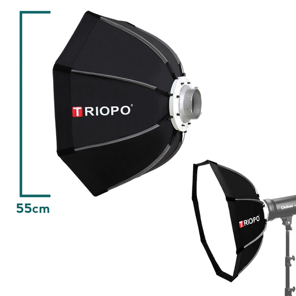 Triopo 55cm Outdoor Portable Photo Bowens Mount Octagon Umbrella Soft Box with Carry Bag for Studio Video Photography Softbox